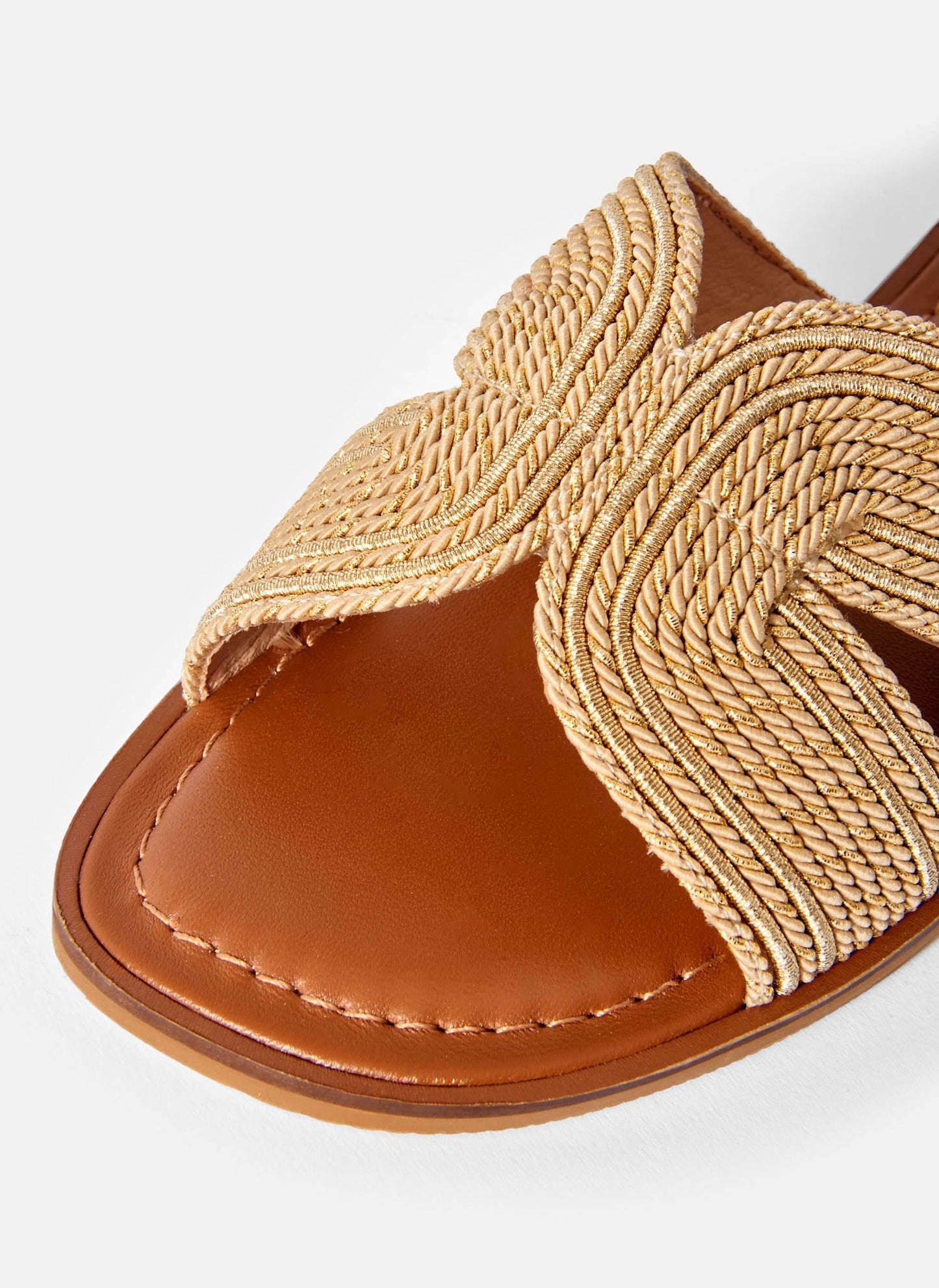 Darcie Gold Rope Flat Sandals