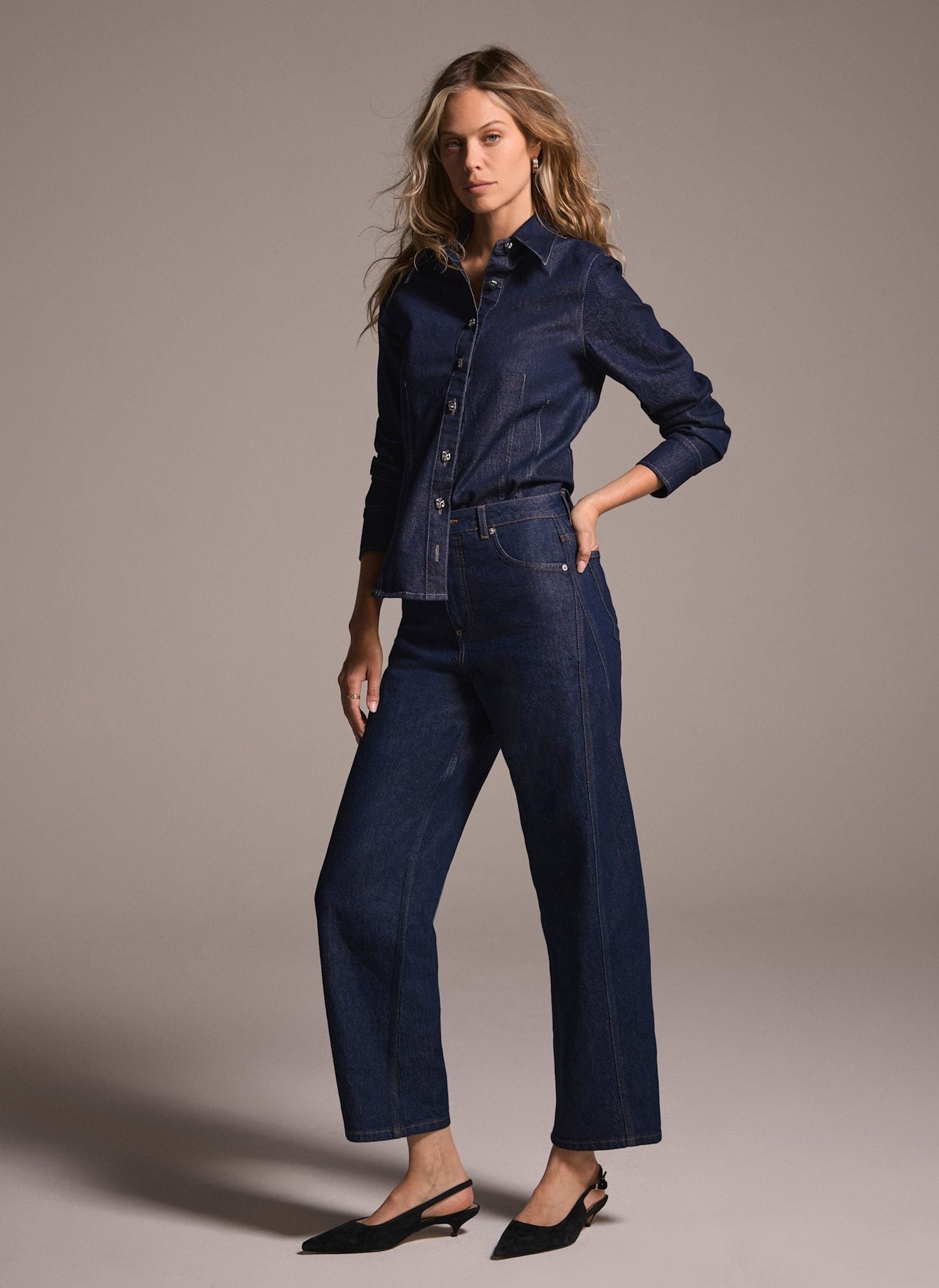 Dark Indigo Barrel Leg Jeans