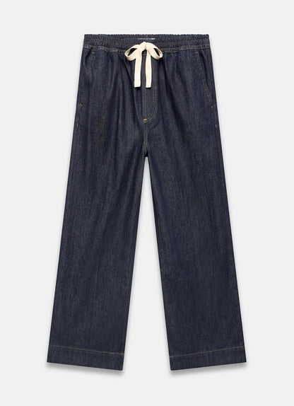 Dark Indigo Tie Waist Wide Jeans