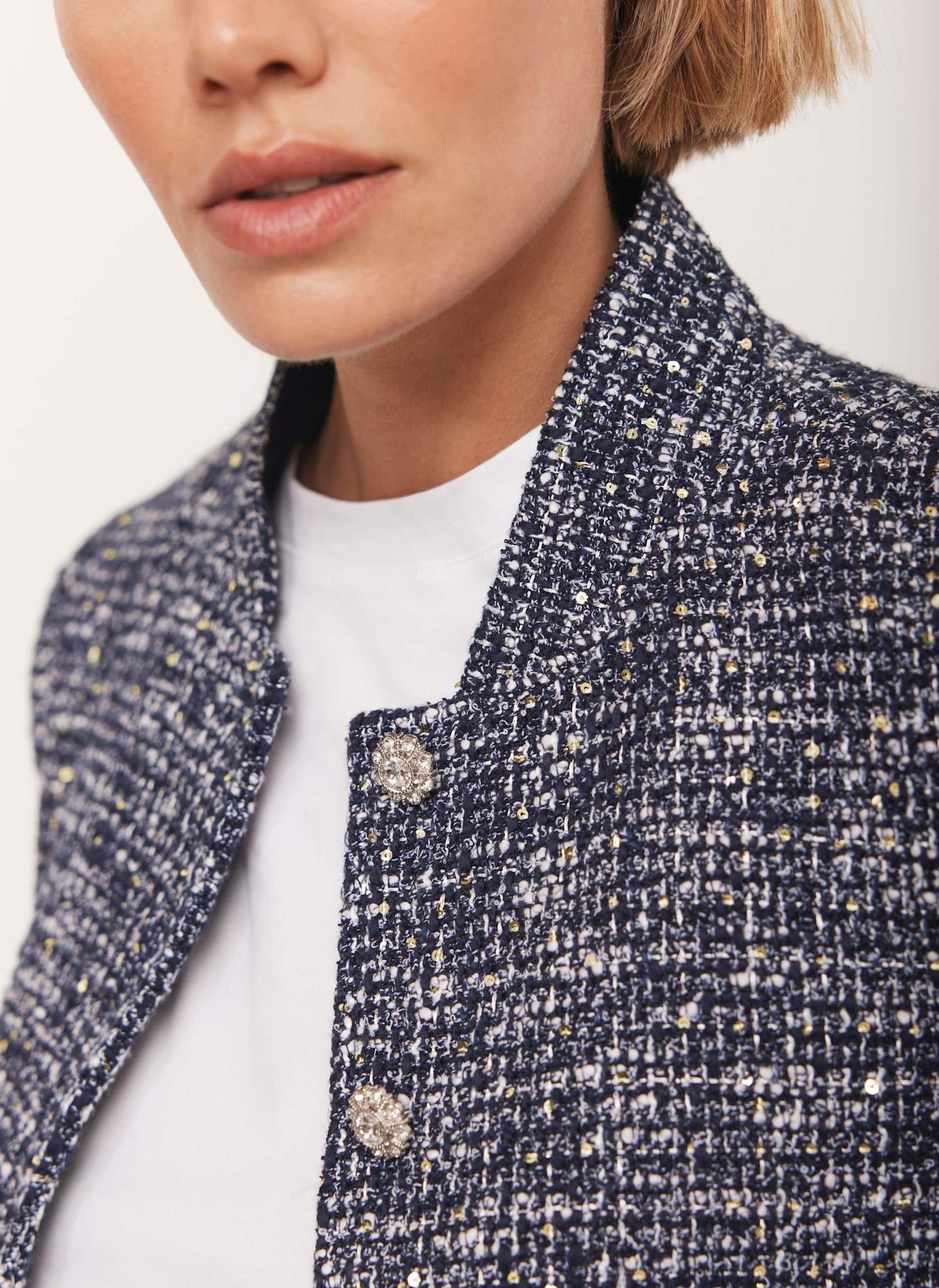 Navy Boucle Jacket