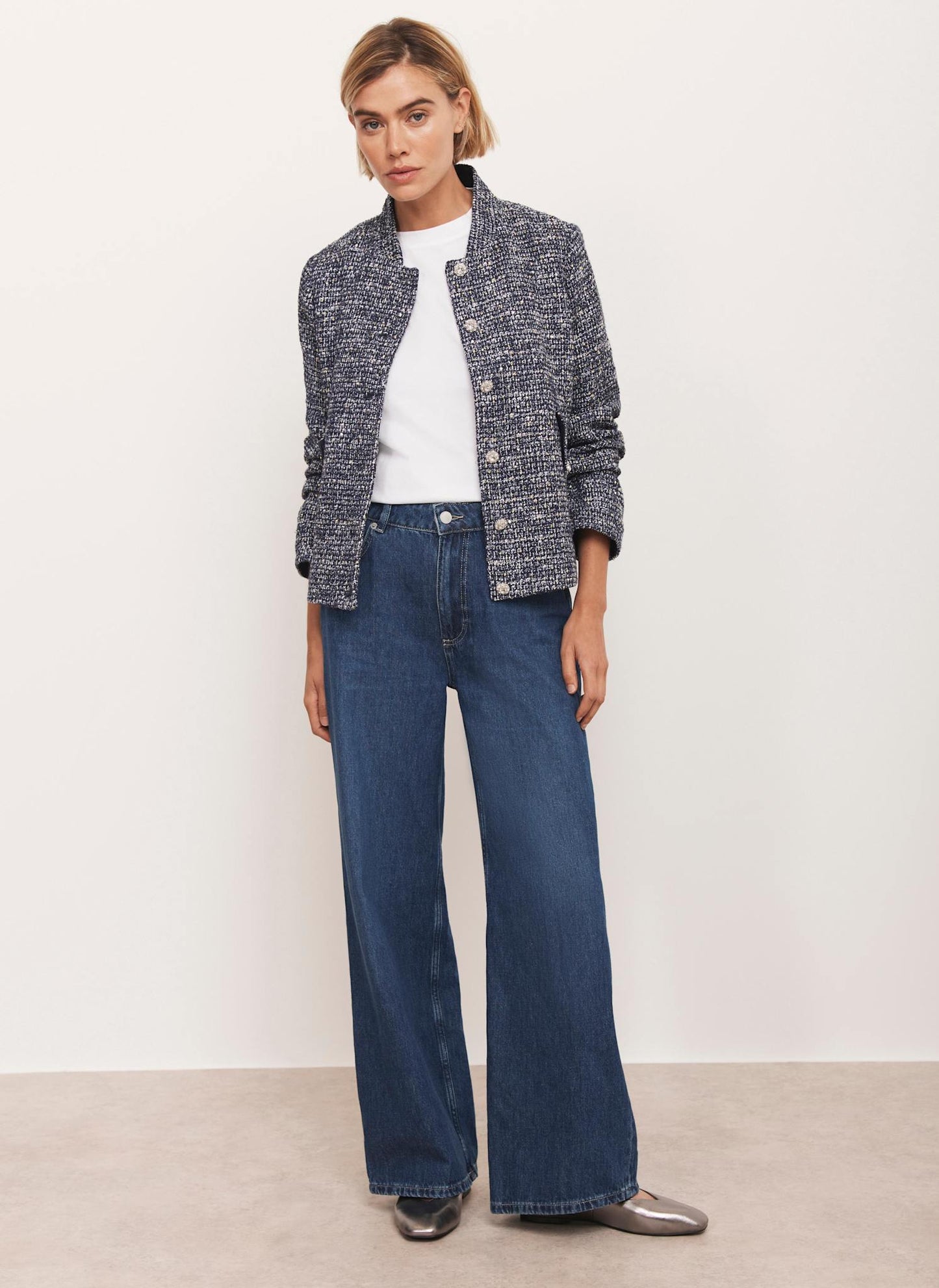 Navy Boucle Jacket