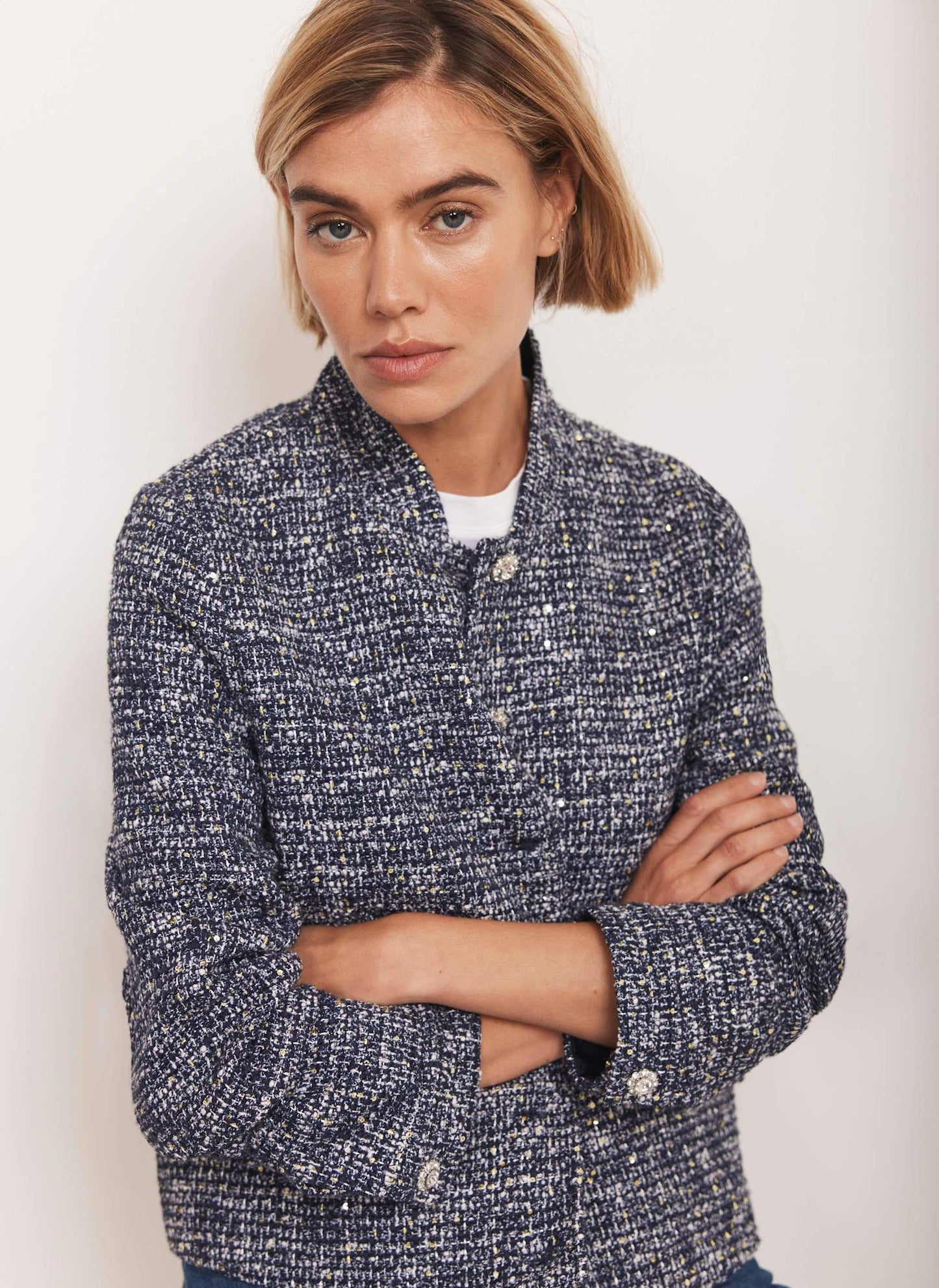 Navy Boucle Jacket