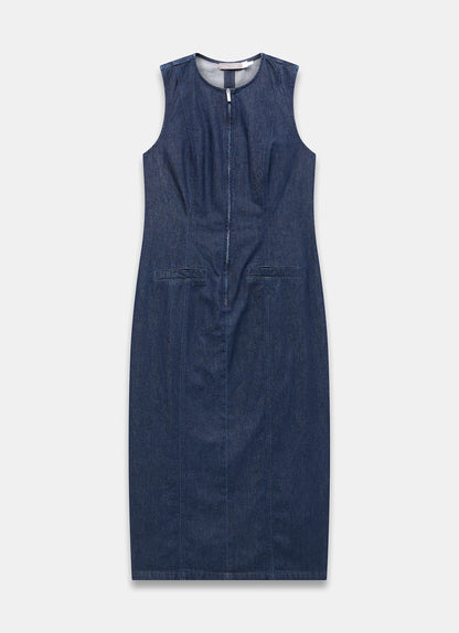 Dark Indigo Denim Midi Dress