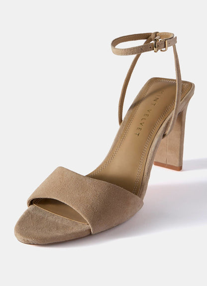 Lou Neutral Suede High Heel Sandals