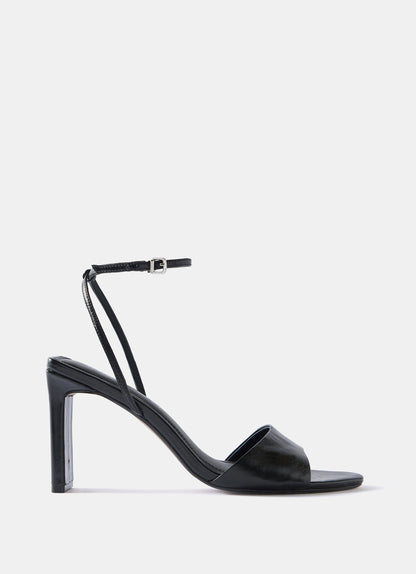 Lou Black Leather High Heel Sandals