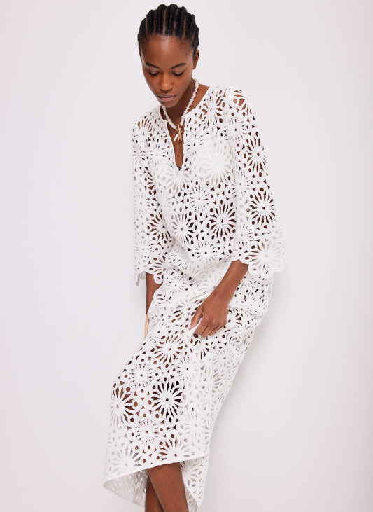 White Crochet Beach Cover Up Dress