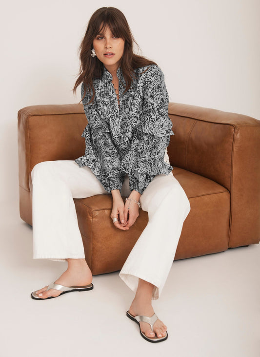 Navy Floral Print Blouse