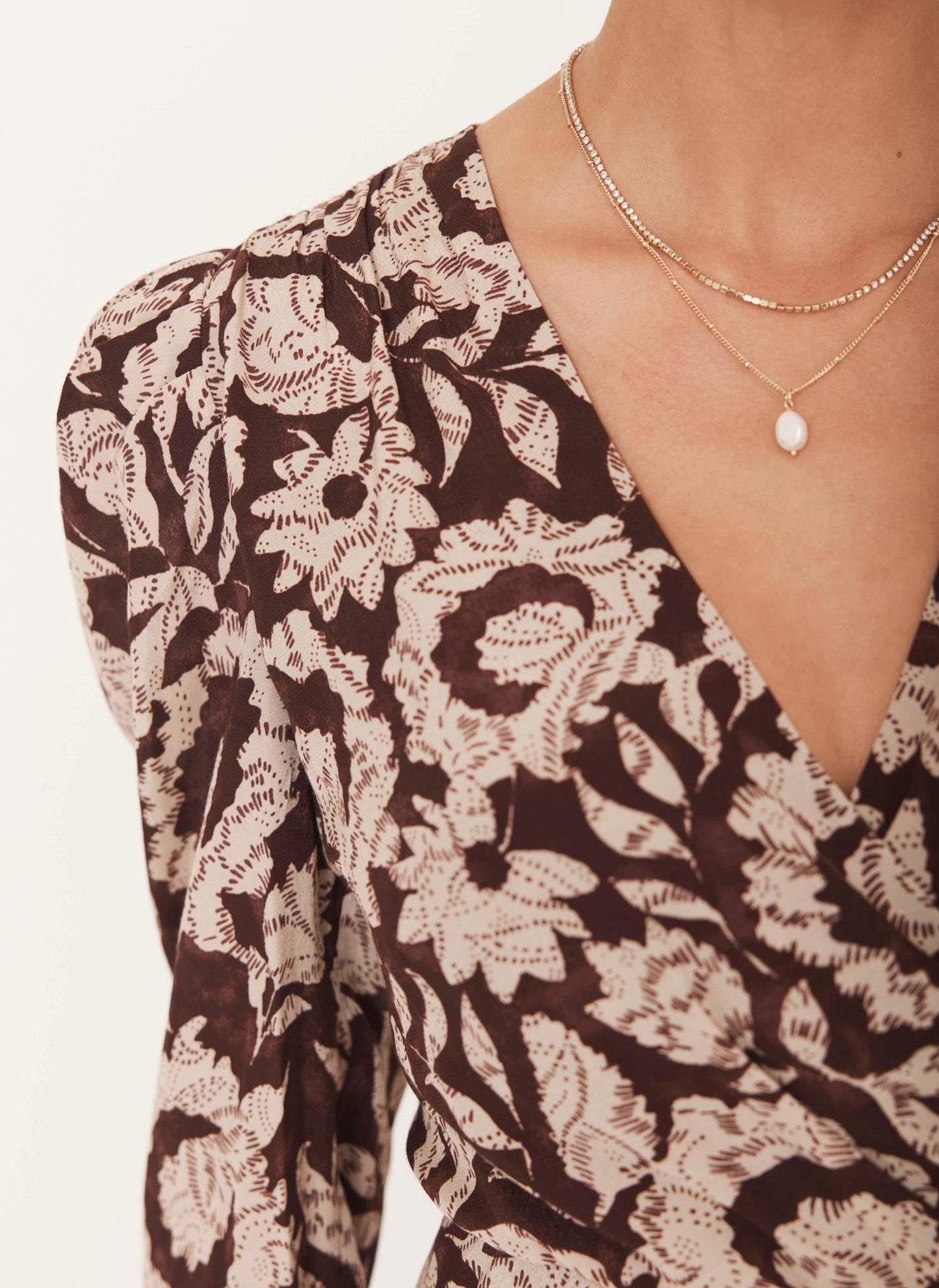 Burgundy Floral Print Wrap Dress