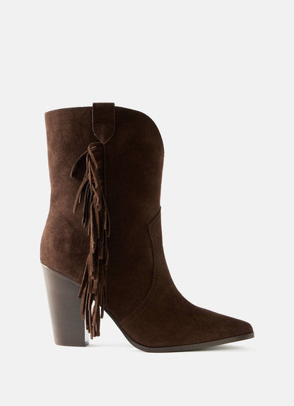 Flossie Brown Suede Tassel Boots