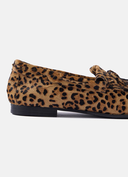 Gaia Leopard Print Textured Loafers
