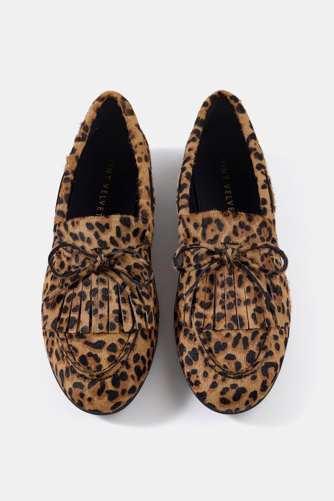 Gaia Leopard Print Textured Loafers