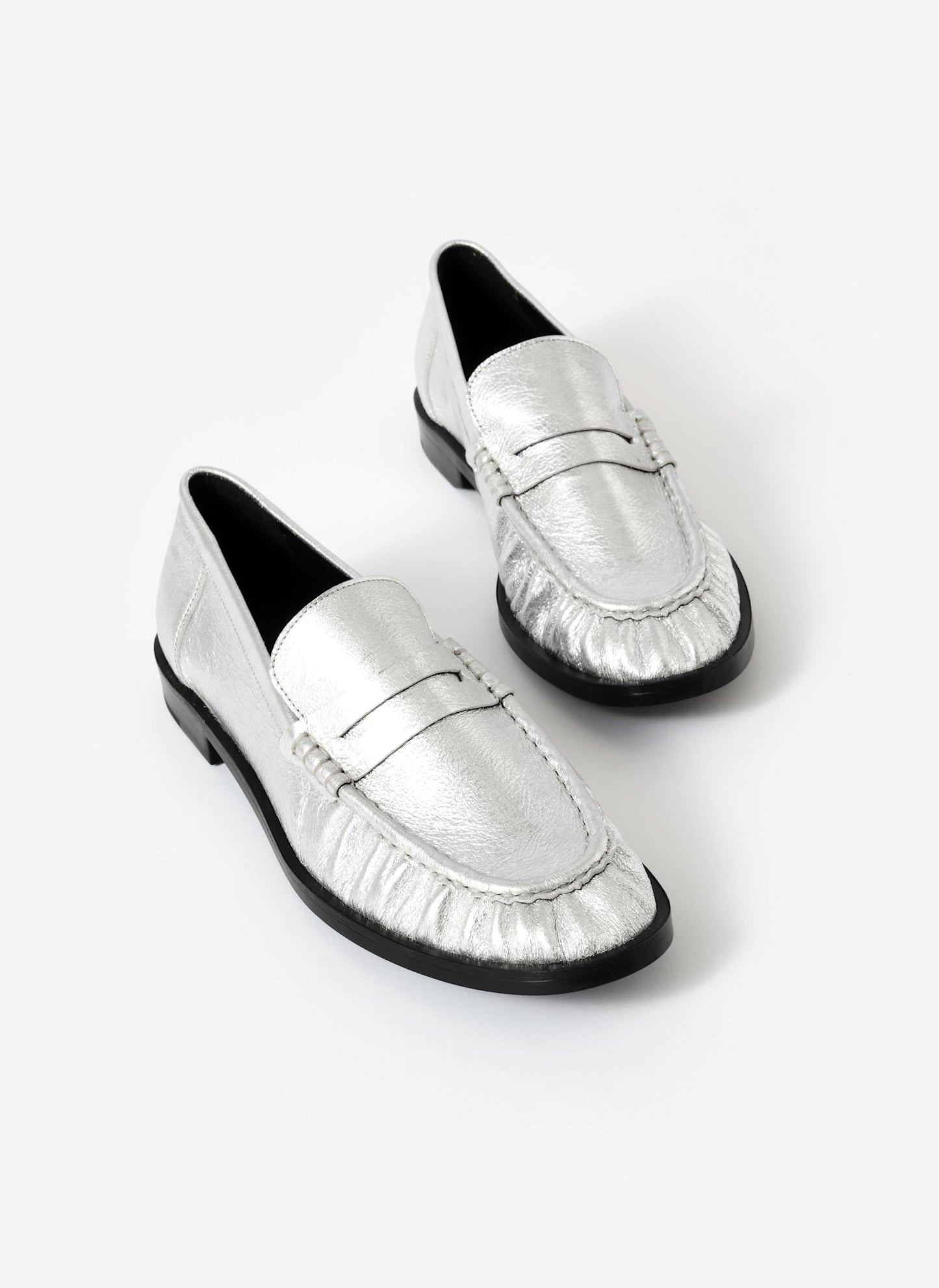 Gigi Silver Leather Loafers