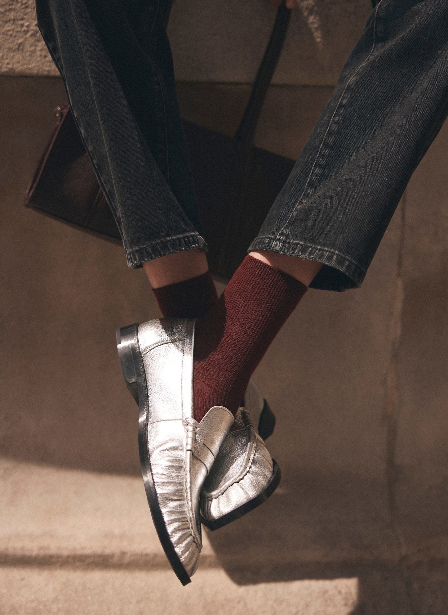 Gigi Silver Leather Loafers