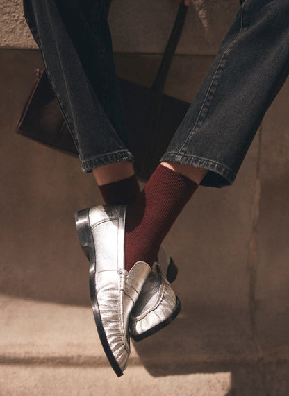 Gigi Silver Leather Loafers