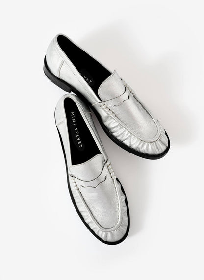 Gigi Silver Leather Loafers
