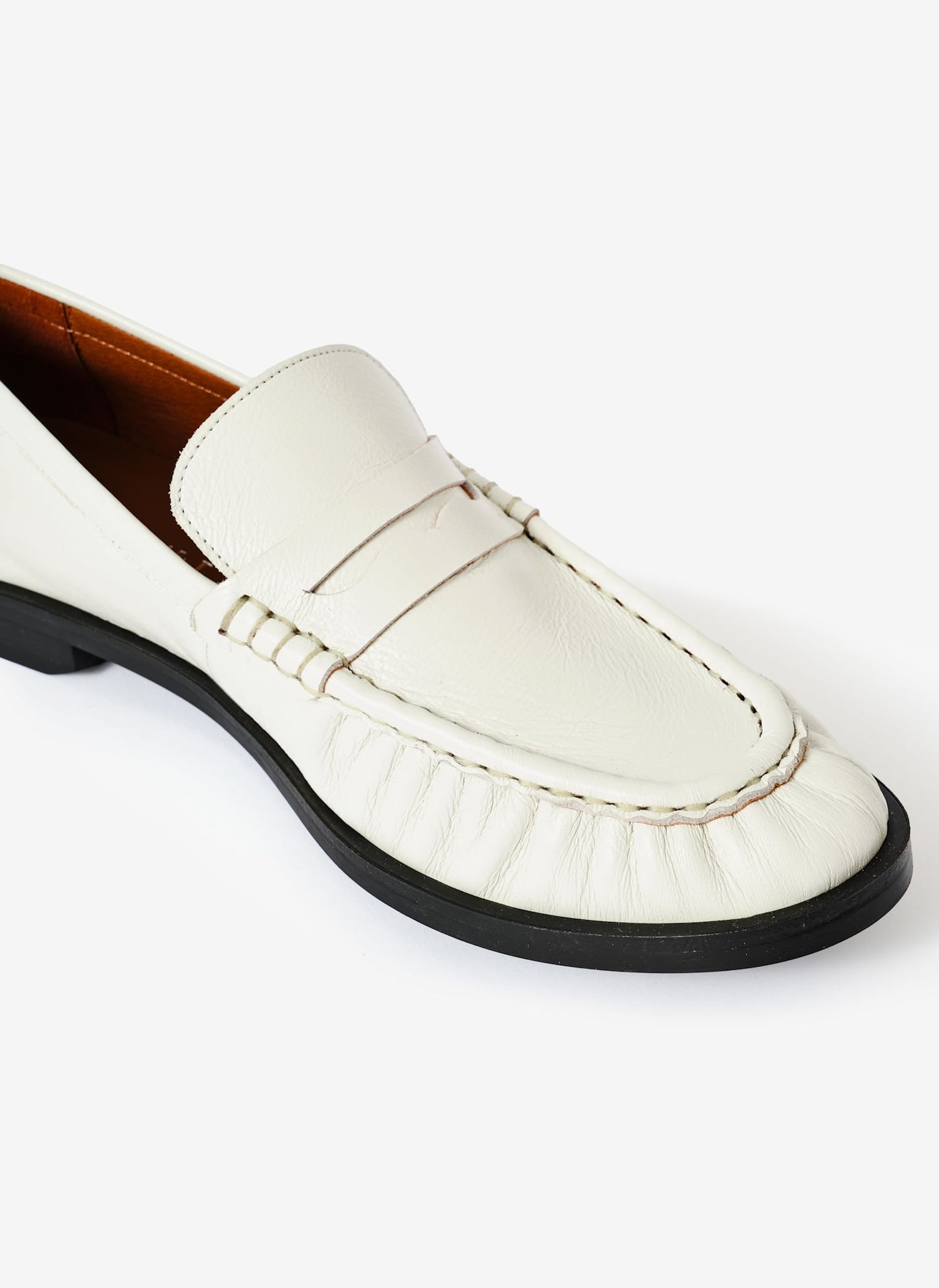 Gigi White Leather Penny Loafers