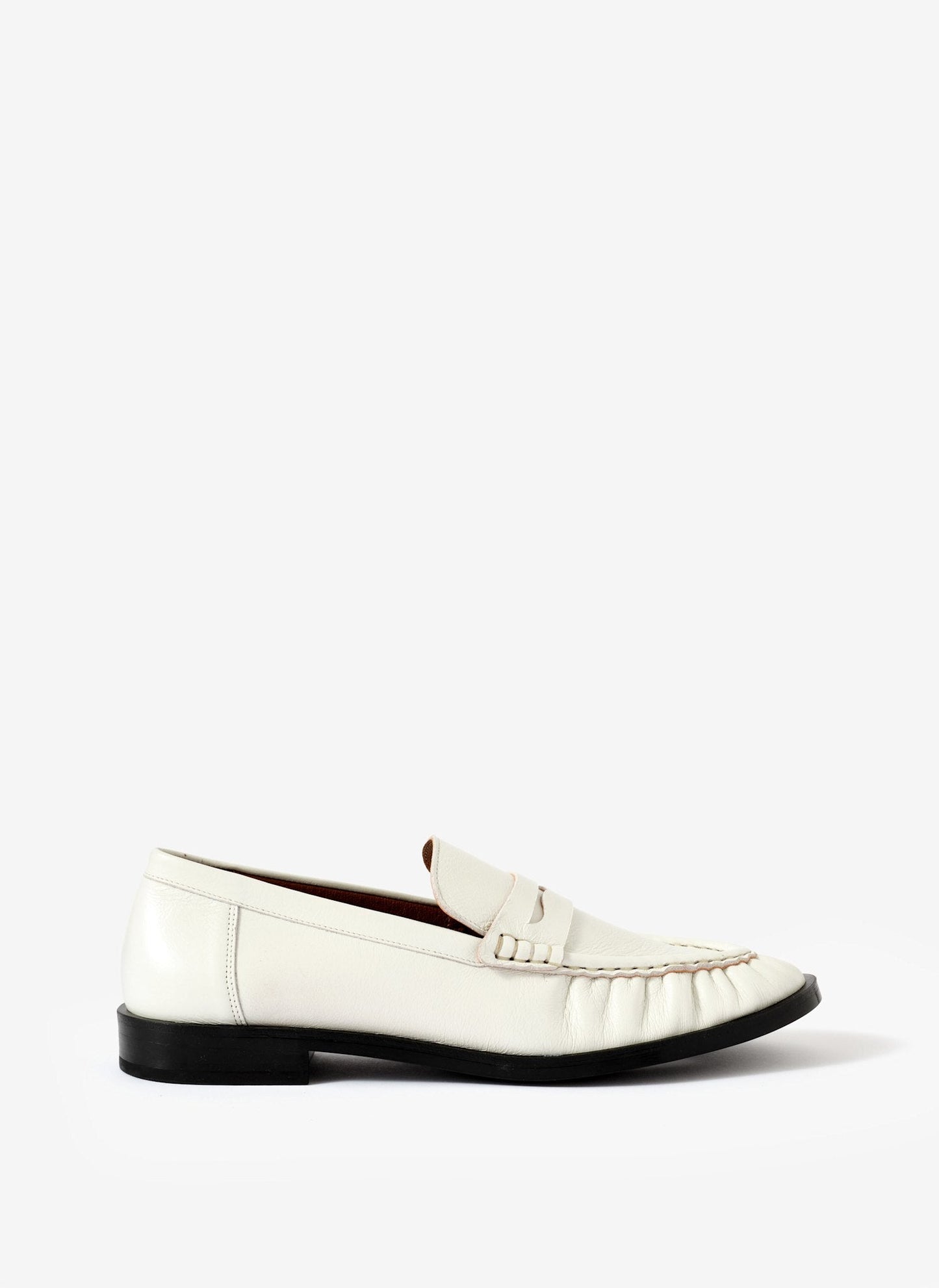 Gigi White Leather Penny Loafers