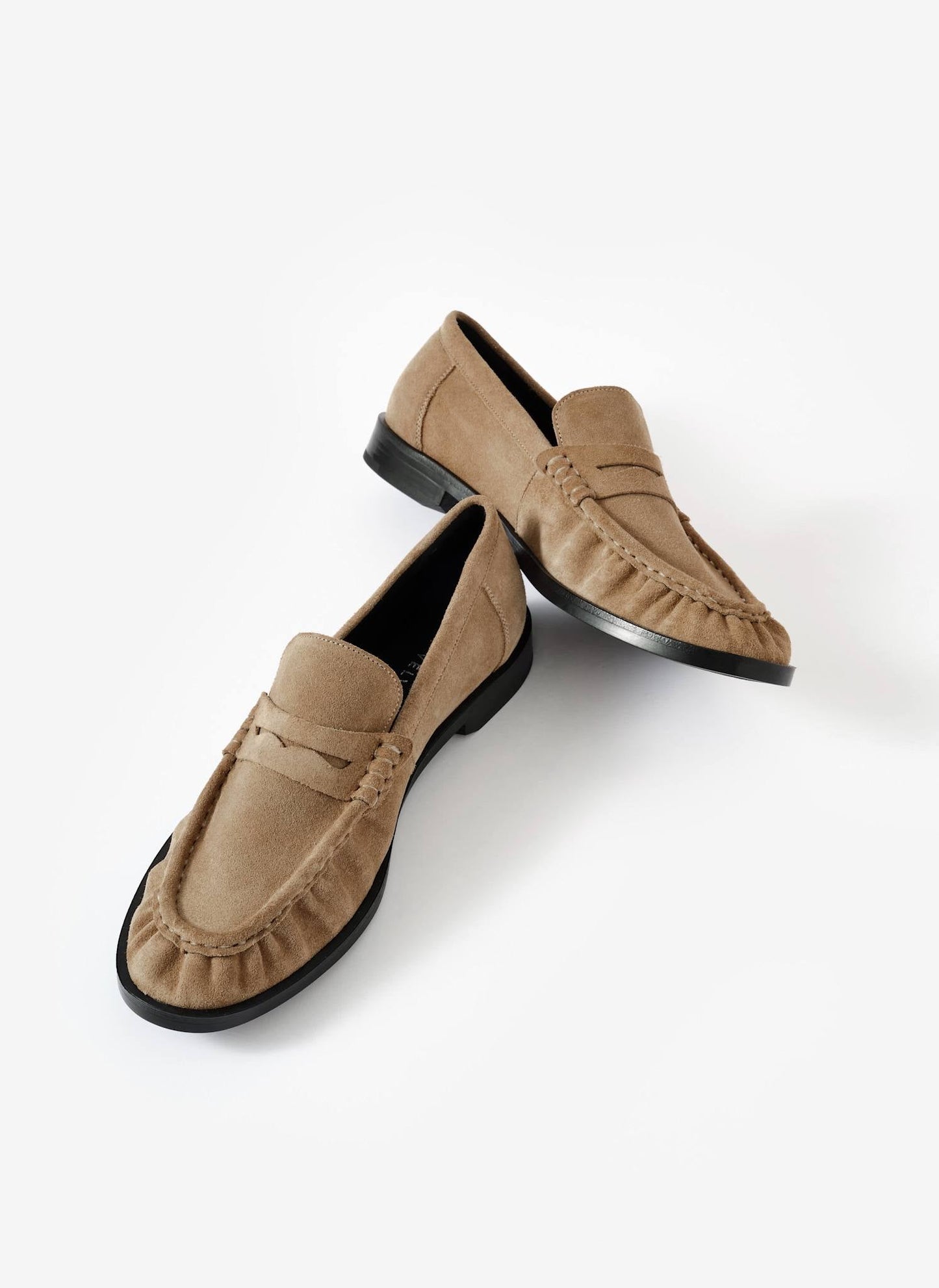 Gigi Neutral Suede Penny Loafers