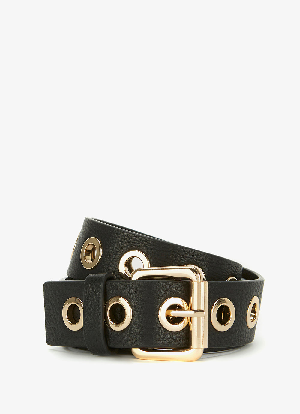 Black Leather Eyelet Belt