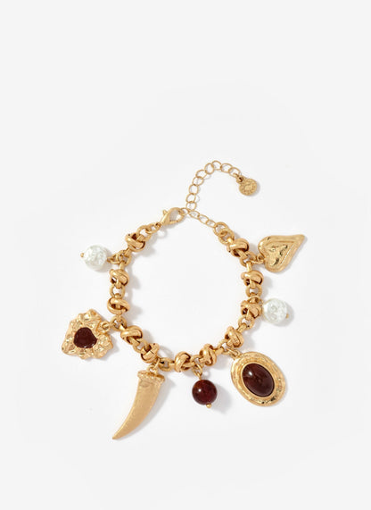 Gold Tone Statement Charm Bracelet