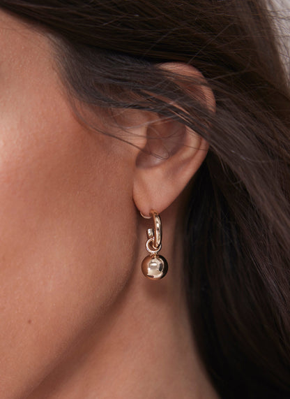 Gold Tone Sphere Hoop Earrings
