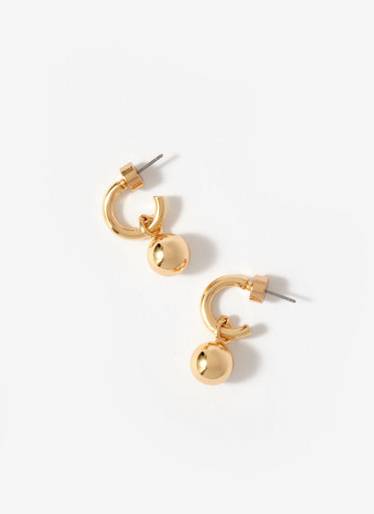 Gold Tone Sphere Hoop Earrings