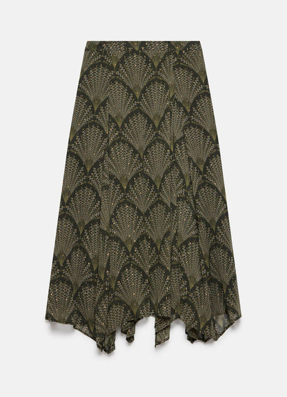 Khaki Floral Print Skirt