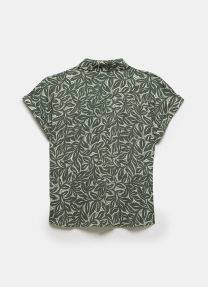 Green Leaf Print Shirt