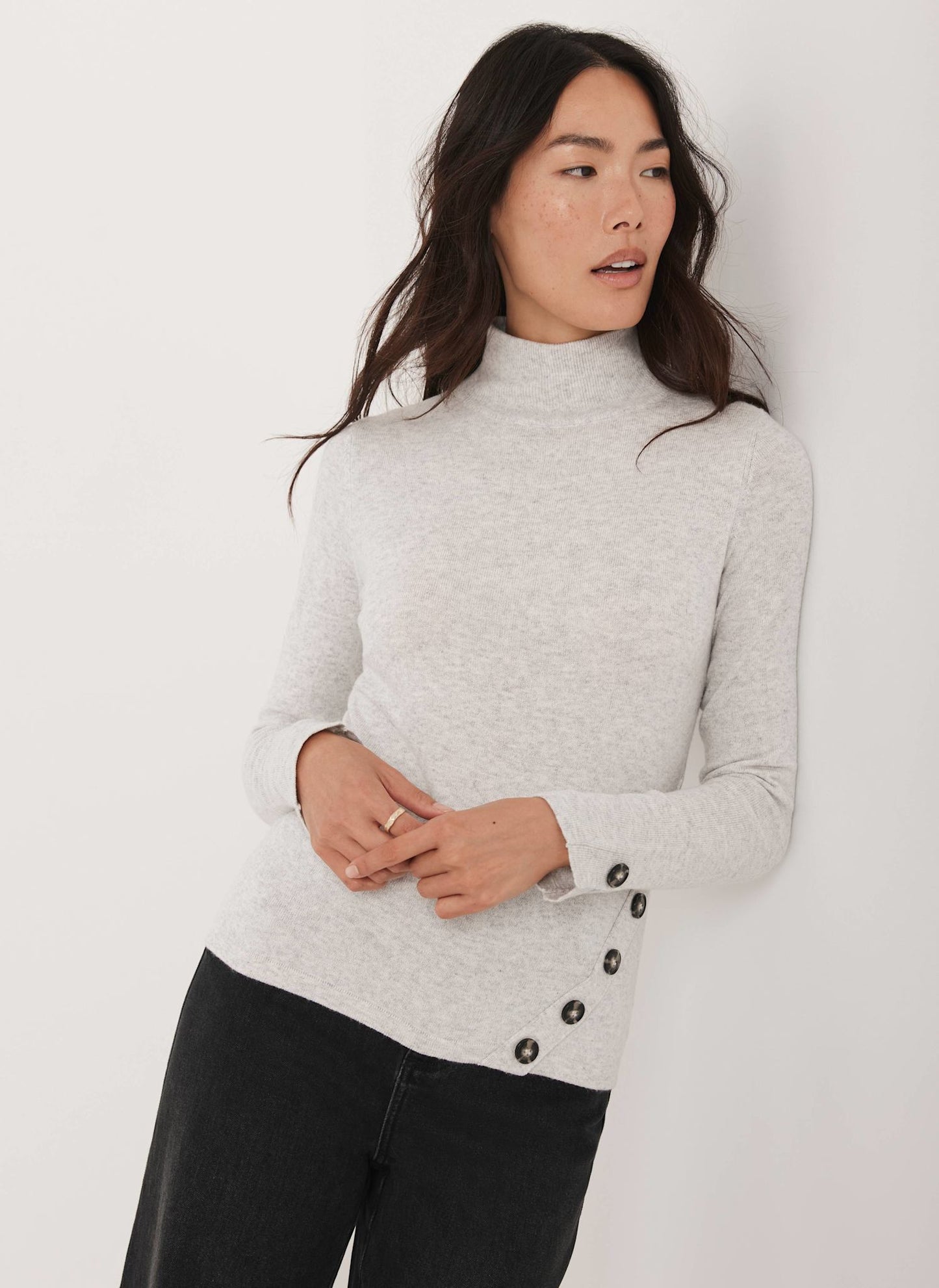 Grey Button Detail Top