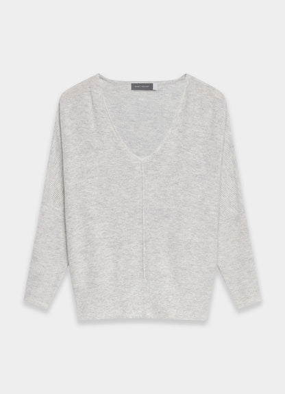 Grey Cotton Blend Batwing Jumper
