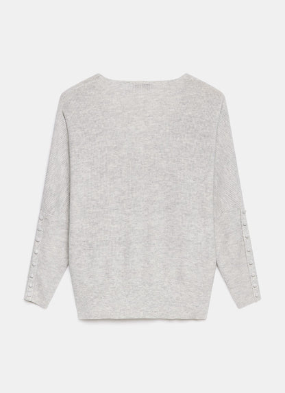 Grey Cotton Blend Batwing Jumper