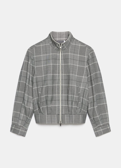 Grey Checked Bomber Jacket