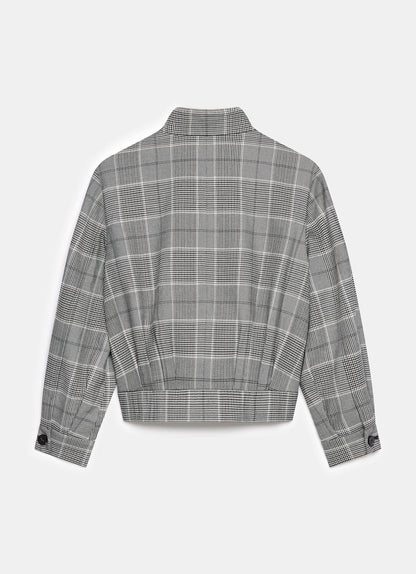 Grey Checked Bomber Jacket