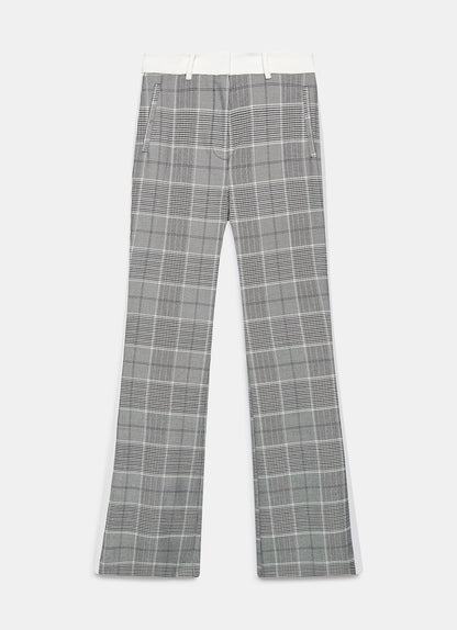 Grey Checked Flared Side Stripe Trousers