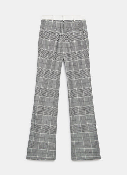Grey Checked Flared Side Stripe Trousers