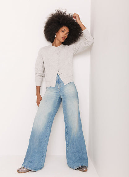 Grey Lightweight Cotton Blend Cardigan