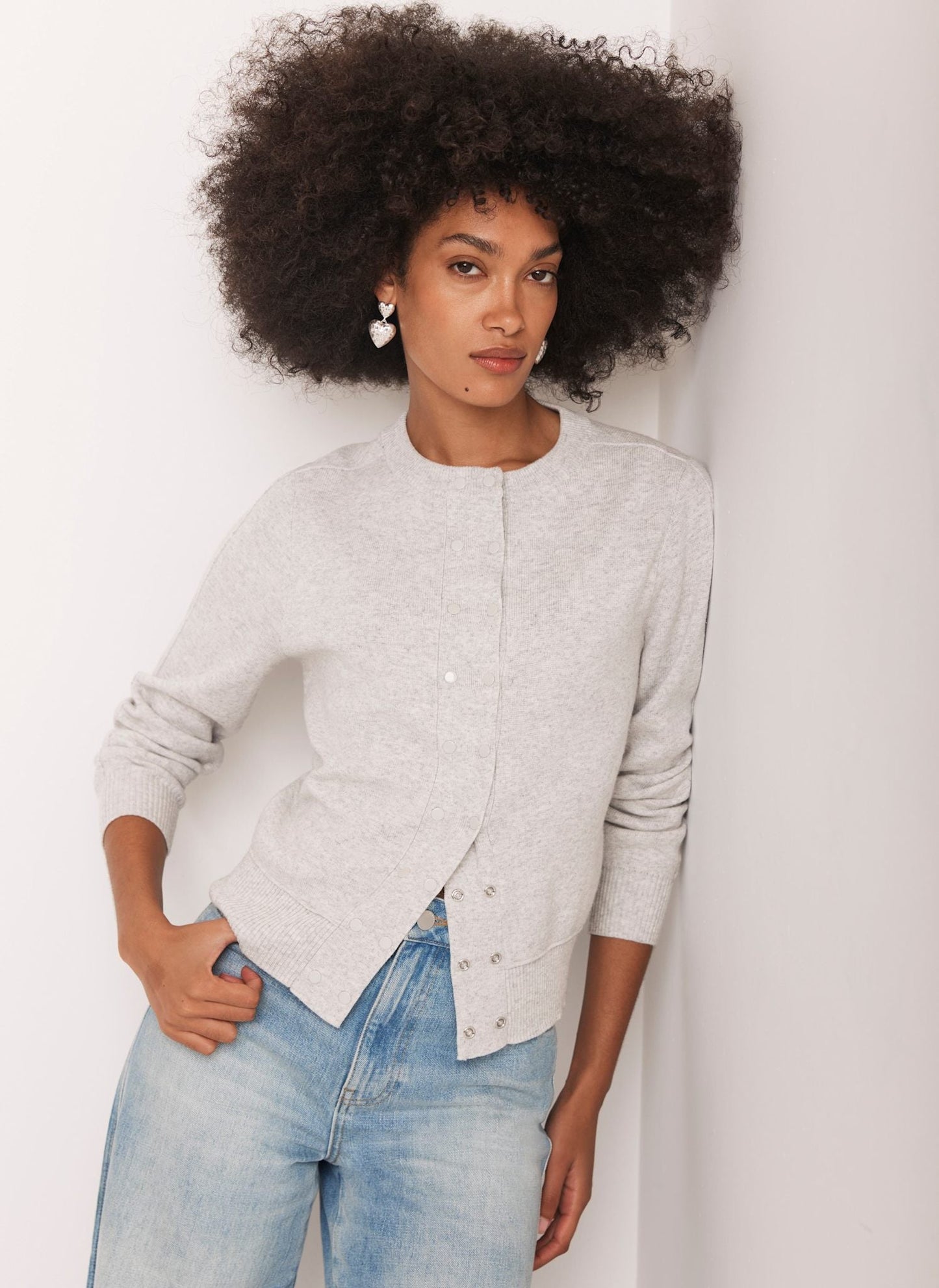 Grey Lightweight Cotton Blend Cardigan