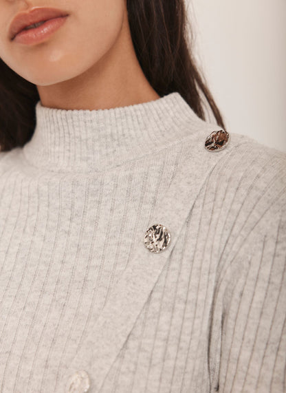 Grey Cotton Blend Ribbed Jumper