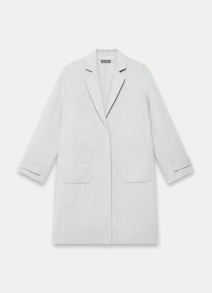 Grey Wool Blend Hand Finished Midi Coat
