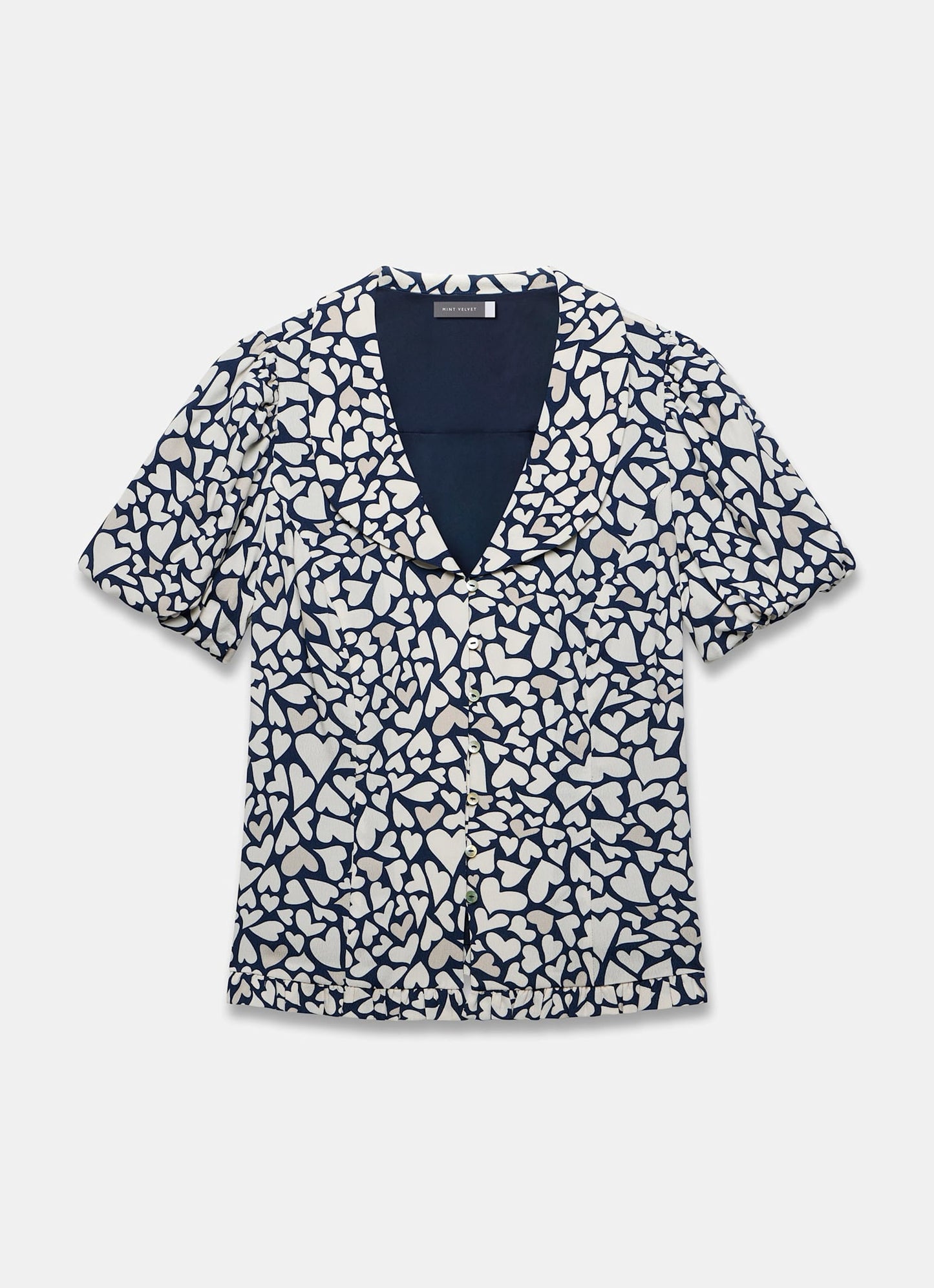 Navy Heart Print Blouse