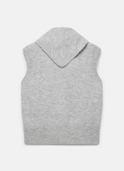 Grey Sleeveless Scarf Detail Knit Top
