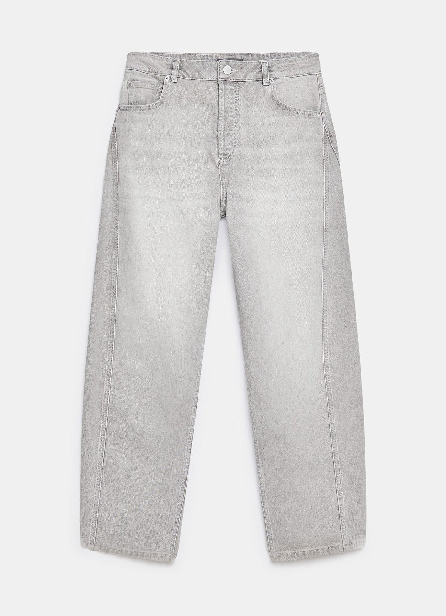 Grey Tapered Barrel Leg Jeans