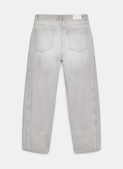 Grey Tapered Barrel Leg Jeans