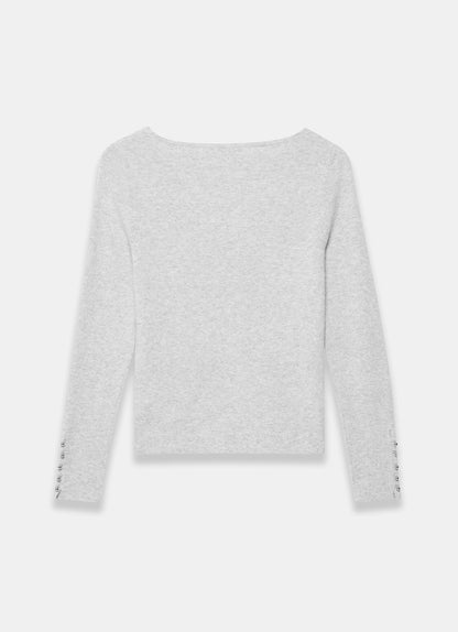 Grey Cotton Blend Twist Front Knit Top