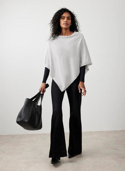 Grey Cotton Blend Stitch Detail Poncho