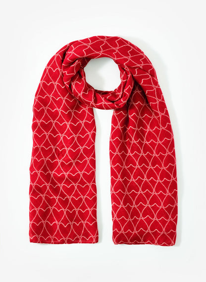 Red Heart Print Lightweight Scarf