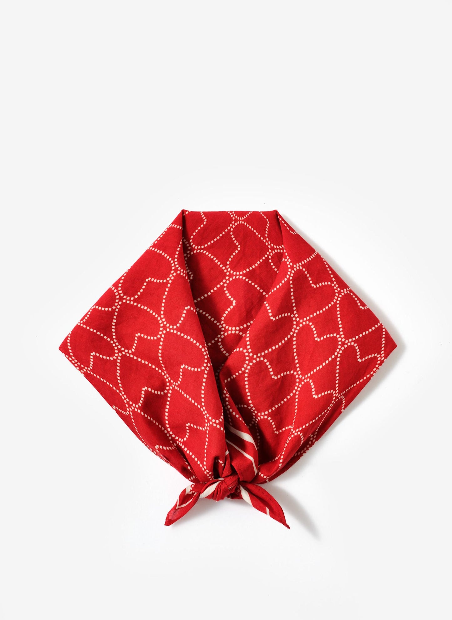 Red Cotton Heart Print Square Neck Scarf
