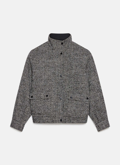Black Textured Bomber Jacket