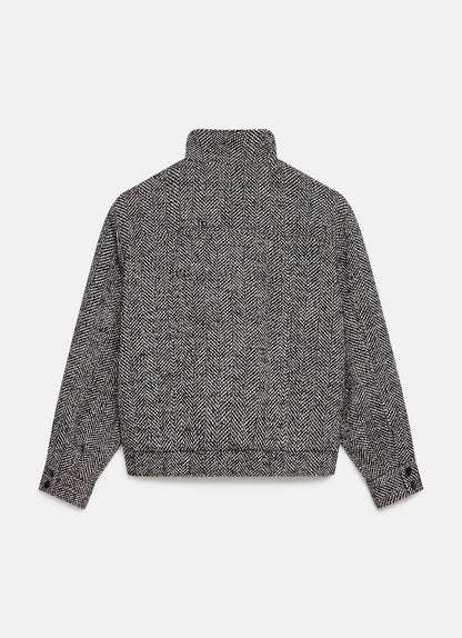 Black Textured Bomber Jacket