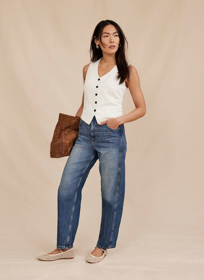 Mid Indigo Barrel Leg Jeans